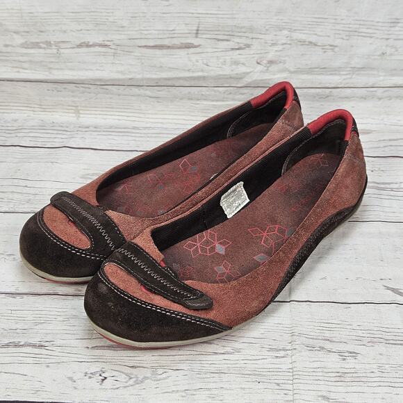 Merrell Shoes Womens 7.5 Allegro Ballet Flats Red Suede Casual Slip On Round Toe - Picture 1 of 6